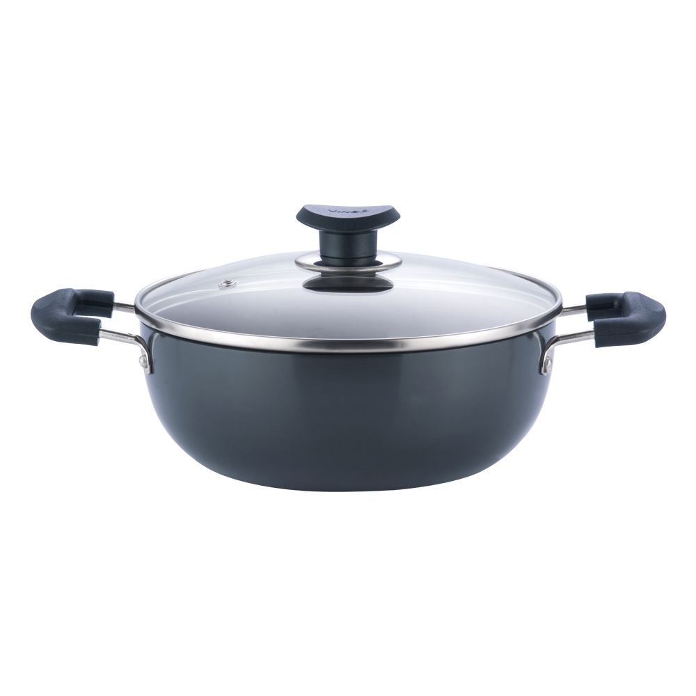 Vinod Hard Anodised Deep Kadai With Glass Lid - 26 Cm, 4.1 Ltr