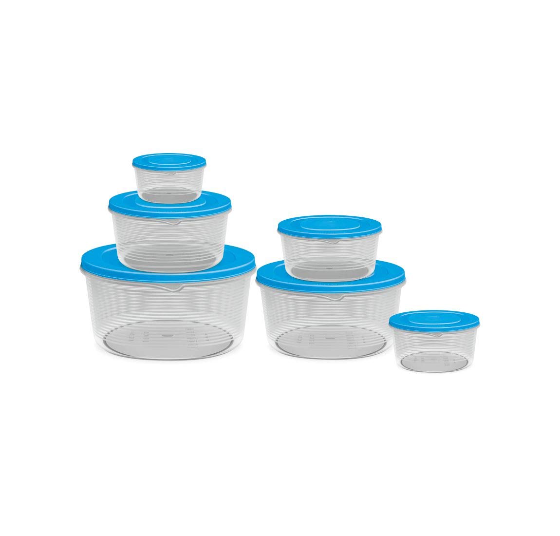 MILTON Container Set - 200 ml, 400 ml, 600 ml, 1 L, 2 L, 3 L, 6 Pieces, Blue