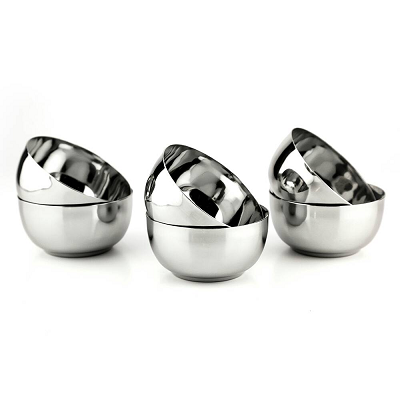 Coconut Stainless Steel Vegetable Bowls C3 - Set of 6 Pieces - 3.25 inches(Food Grade)