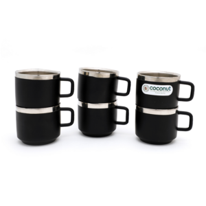 Coconut Stainless Steel Vibrant Tea/Coffee Mugs - Set of 6 (150 ML Each) - Diamater -6Cm Black