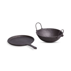 Cast Iron Cookware Set (Pre-Seasoned) – Dosa Tawa (10Inch) + Kadai (2.5L)