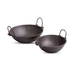 Cast Iron Cookware Set (Pre-Seasoned)- Kadai (2.5L) + Kadai (1.5L)