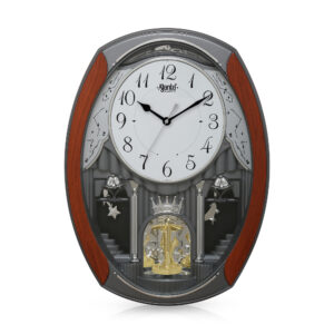 Ajanta Orpat - Classic Musical Pendulum Quartz Wall Clock with Decorative Diamonds – 2927 – Gun Metal