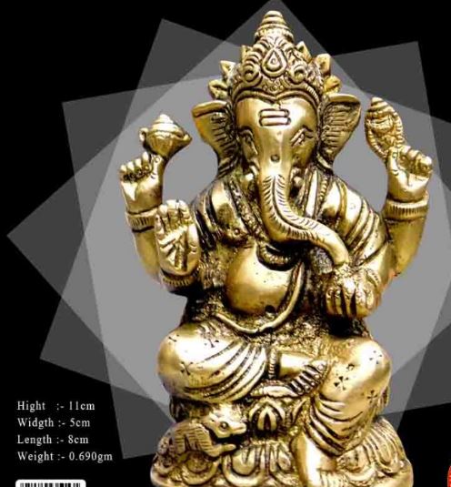 Antique Polished Brass Left Sundh Ganesha Idol