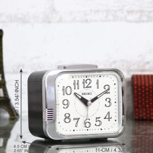 Seiko White Dial Black Square Alarm Clock