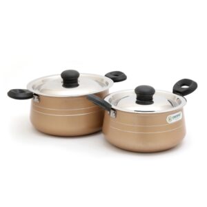 Coconut Black N Gold Series Stew Pot Non Stick With Lid - 4 Pc Set