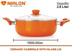 Nirlon Ceramic  PTFE Coating Aluminium Ceramic Casserole With Lid