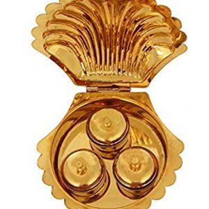 Brass Arishina Kumkum Box - 1Pc