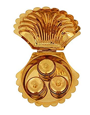 Brass Arishina Kumkum Box - 1Pc