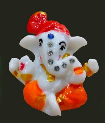 Multi Coloured Synthetic Marble Bal Ganesh Without Base