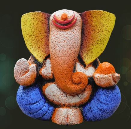 Multi Coloured Synthetic Marble Big Ear Ganesha