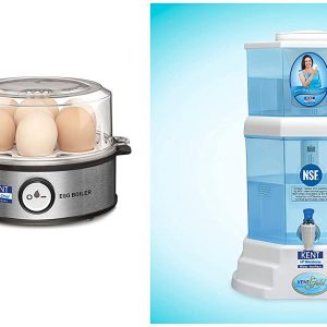Kent Instant Egg Boiler 360-Watt (Transparent and Silver Grey) & KENT Gold Optima 10-Litres Gravity Based Non-electric Water Purifier (Aqua Blue/White)