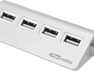 Portronics POR-717 M Port 24 USB 2.0 Aluminium HUB with 4 USB Ports for Mobile Phone and Tablets 2.0 USB Hub  (Silver)