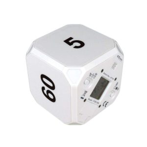 Portronics Timeout - a Smart 5, 15, 30, 60 Minute Count Down Timer Cube with Audio Visual Alarm for Better Time Management in Kitchen, Kids Study, Games, Workouts, Meditation and Yoga (White)