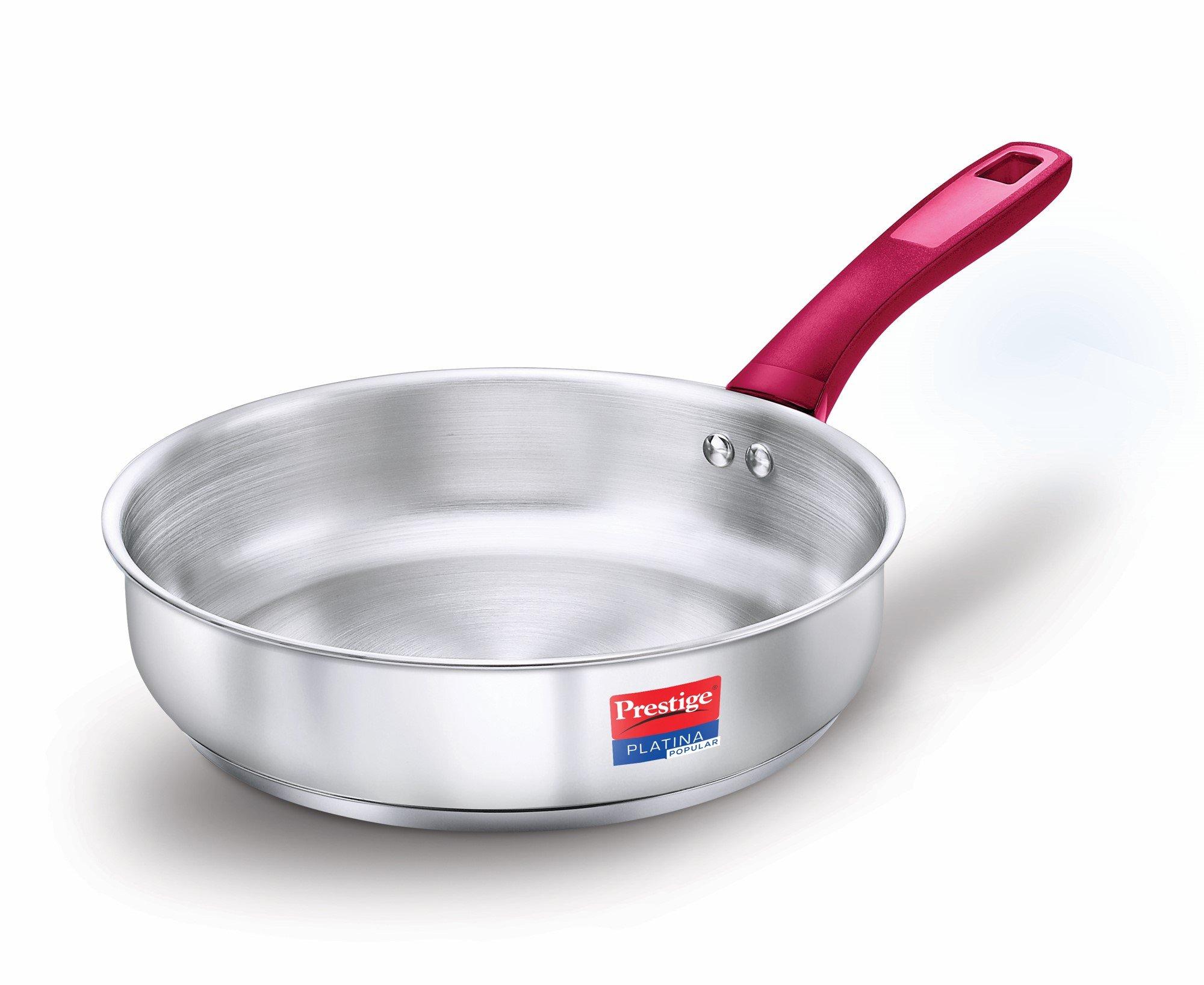 Platina Popular Stainless Steel Gas and Induction Compatible Fry Pan, 260 mm