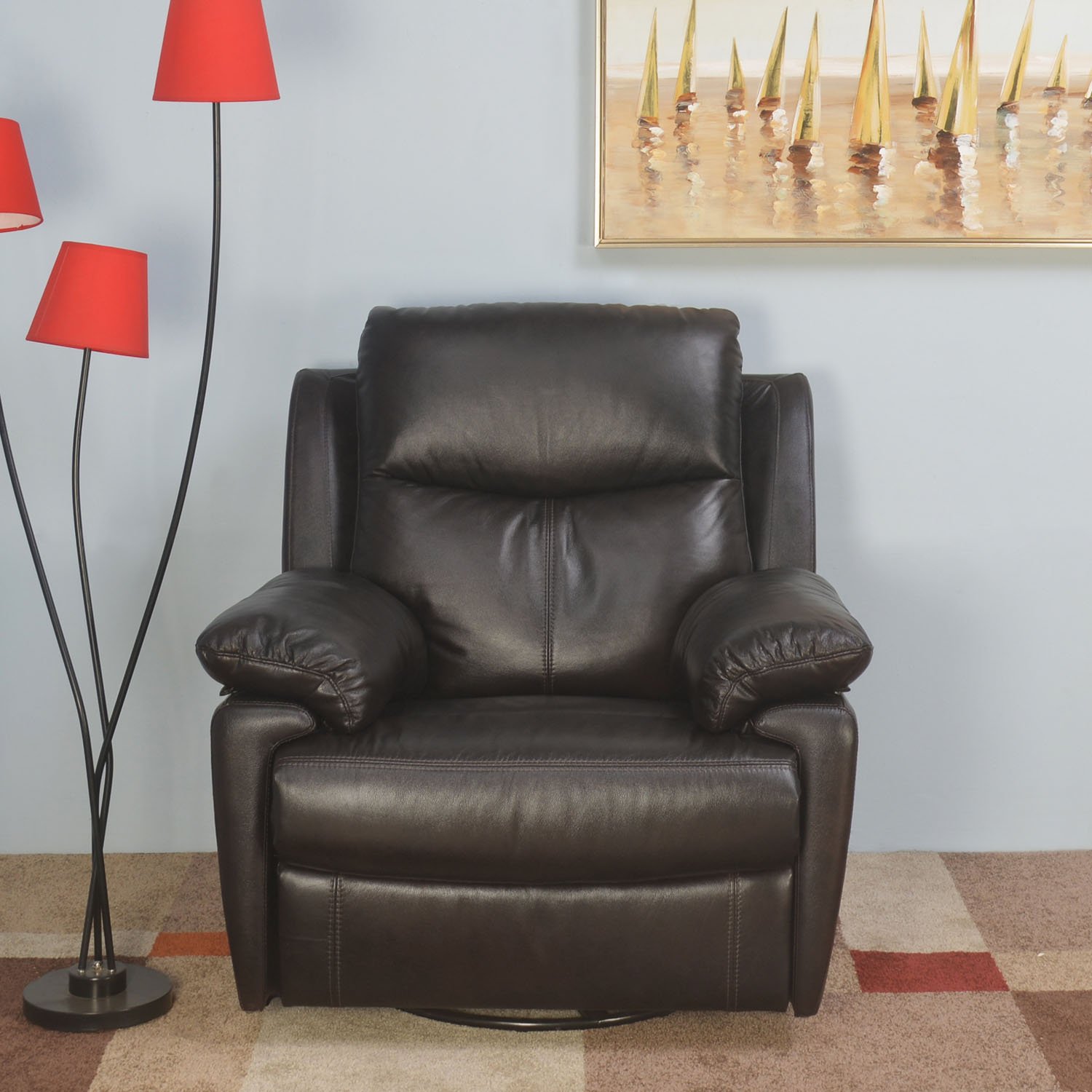 Marieta 1 Seater Sofa With Swivel Recliner (Brown)
