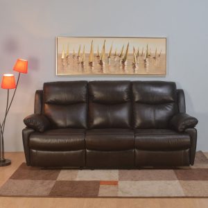 Marieta 3 Seater Sofa With Recliner Drop Table (Brown)