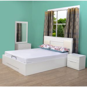 Theia King Bedroom Set With Night Stand And Dresser (White)