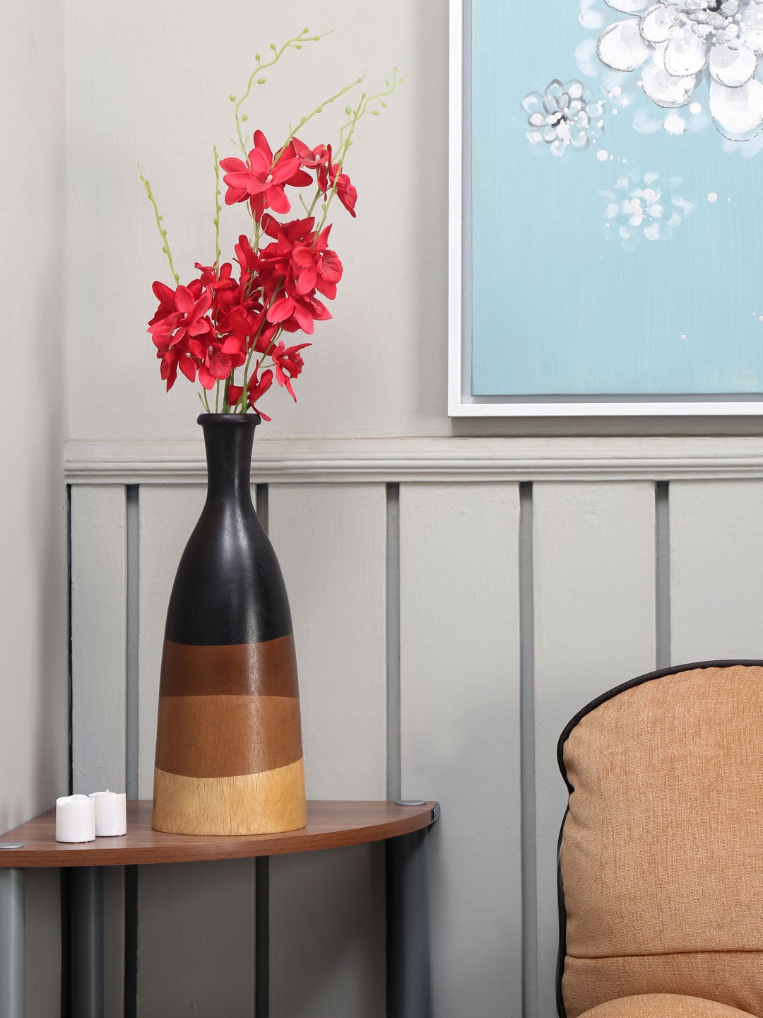 Cocoa Wooden Vase (Multicolor)