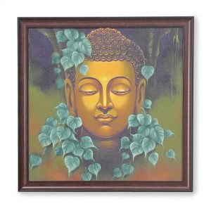 Buddha Mukh With Leaf Painting (Emerald)