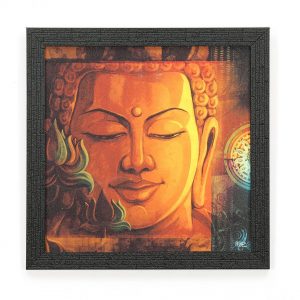 Buddha Face & Lotus Painting (Gold)