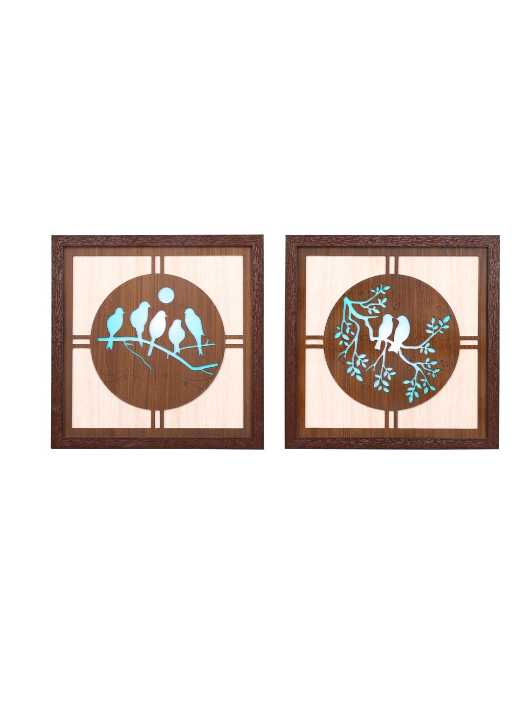 Birds On Branch Painting Set Of 2 (Sea Green)