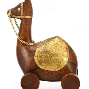 Camel Sitting On Wheel Showpice (Brown & Gold)
