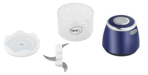 PIGEON ZOOM RECHARGEABLE ELECTRIC CHOPPER 250 ML, PORTABLE WITH 3 STAINLESS STEEL BLADES FOR EFFORTLESSLY CHOPPING VEGETABLES AND FRUITS - BLUE