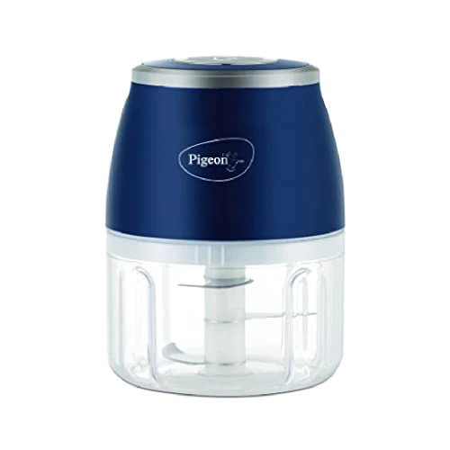PIGEON ZOOM RECHARGEABLE ELECTRIC CHOPPER 250 ML, PORTABLE WITH 3 STAINLESS STEEL BLADES FOR EFFORTLESSLY CHOPPING VEGETABLES AND FRUITS - BLUE - Image 4