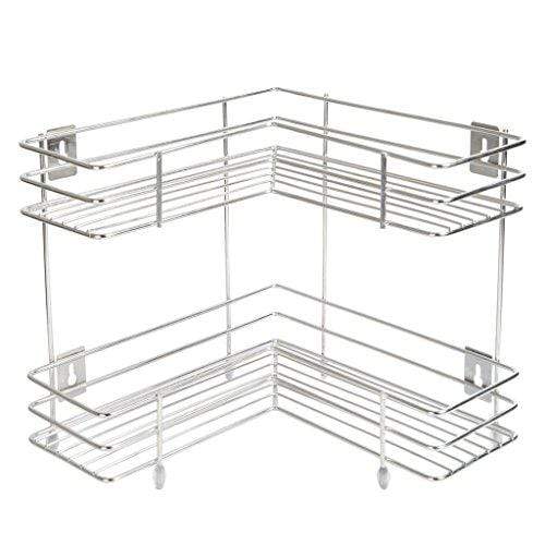 EMBASSY L-SHAPED CORNER STAND, DOUBLE (2-TIER), 33X31 CMS, STAINLESS STEEL (MULTIPURPOSE STORAGE RACK / SHELF - KITCHEN, BATHROOM ETC.)