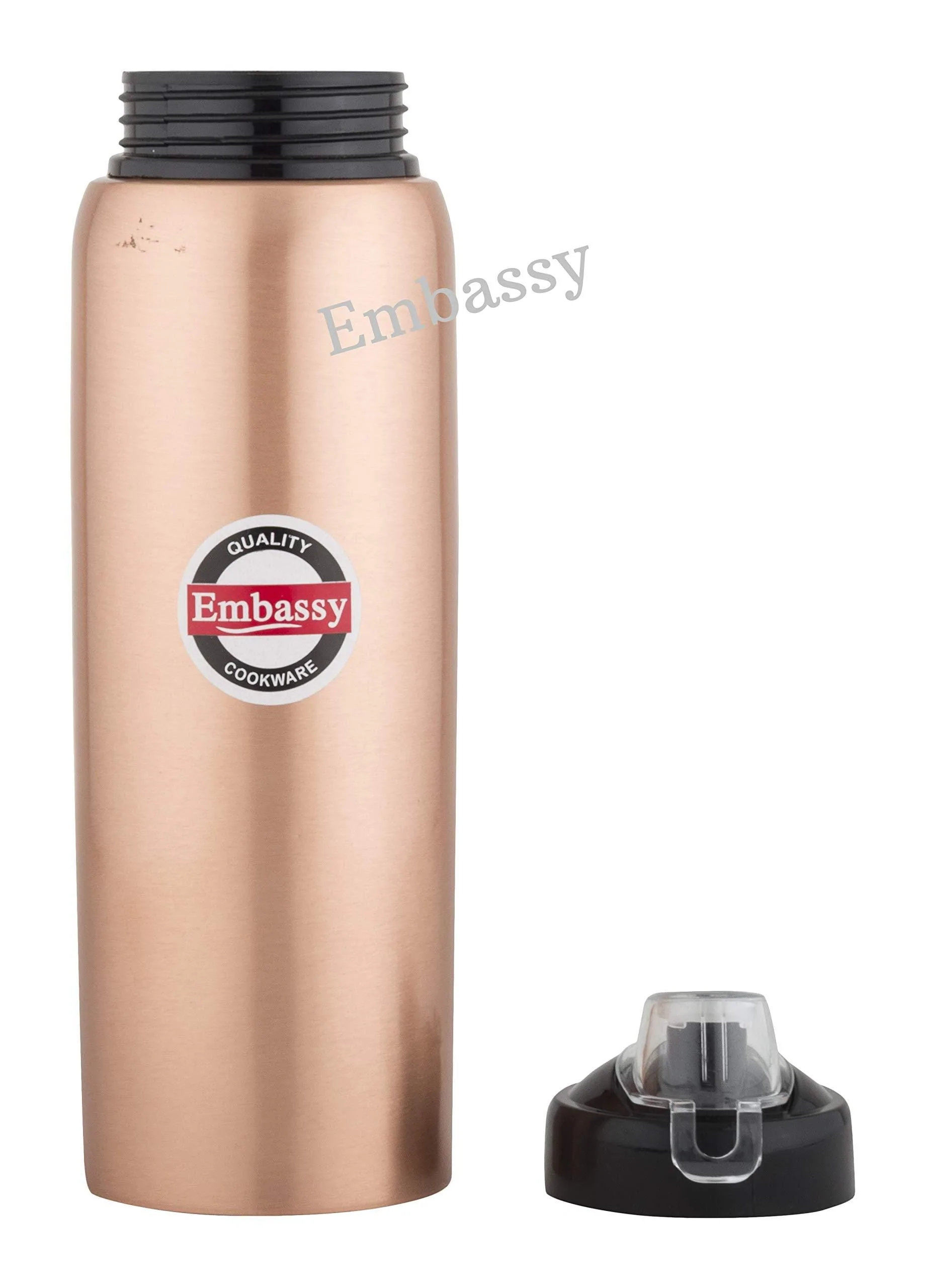 EMBASSY PREMIUM COPPER WATER BOTTLE, SIPPER, 600 ML, PACK OF 2 - LEAK-PROOF, JOINTLESS AND PURE COPPER