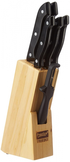 PRESTIGE 5PC TRU-EDGE KITCHEN KNIFE SET WITH WOODEN BLOCK (FREE PEELER) - Image 2