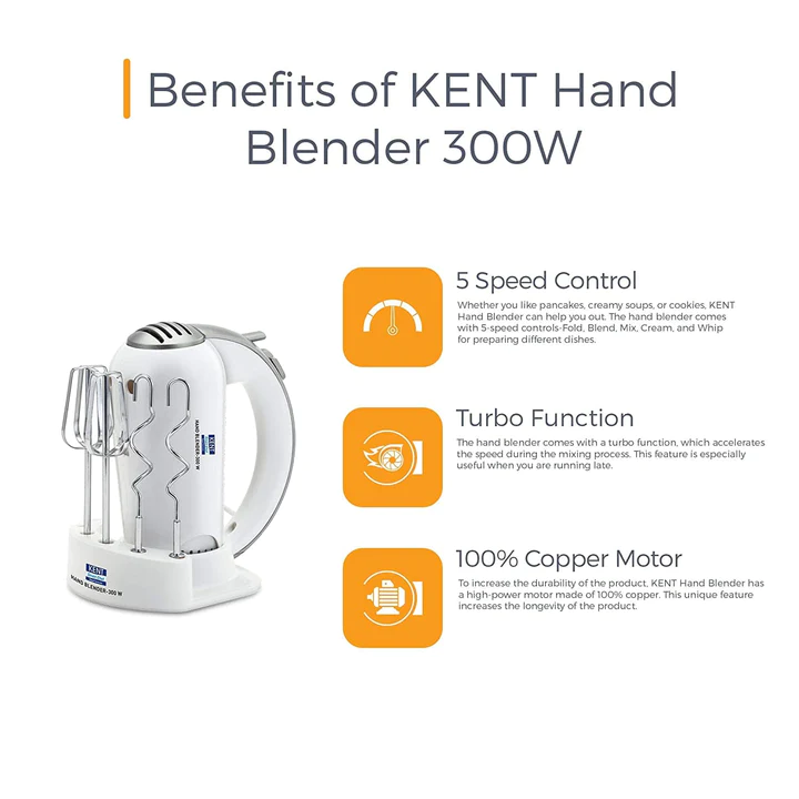 KENT HAND BLENDER-WHITE - 150 WATTS