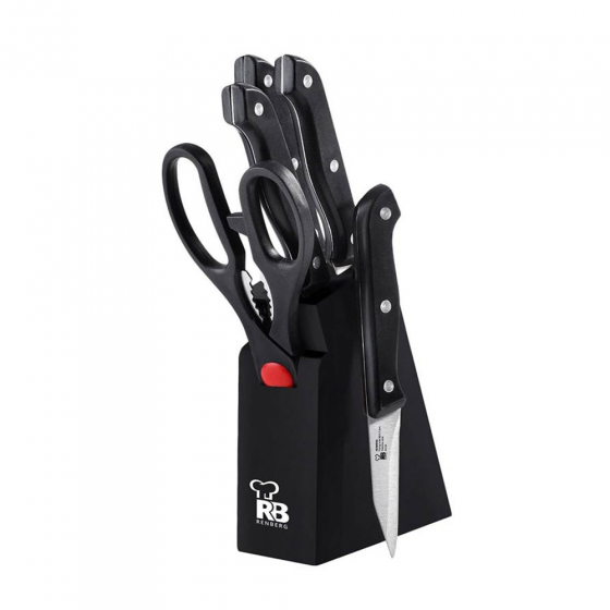 BERGNER RENGBER STAINLESS SET WITH STAND WOODEN KNIFE SET