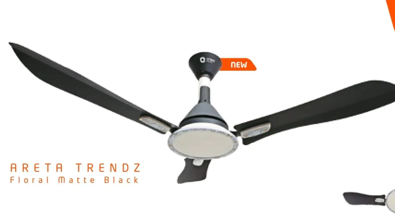 ORIENT ARETA TRENDZ DECORATIVE CEILING FAN (FLORAL MATT BLACK) – Style 2