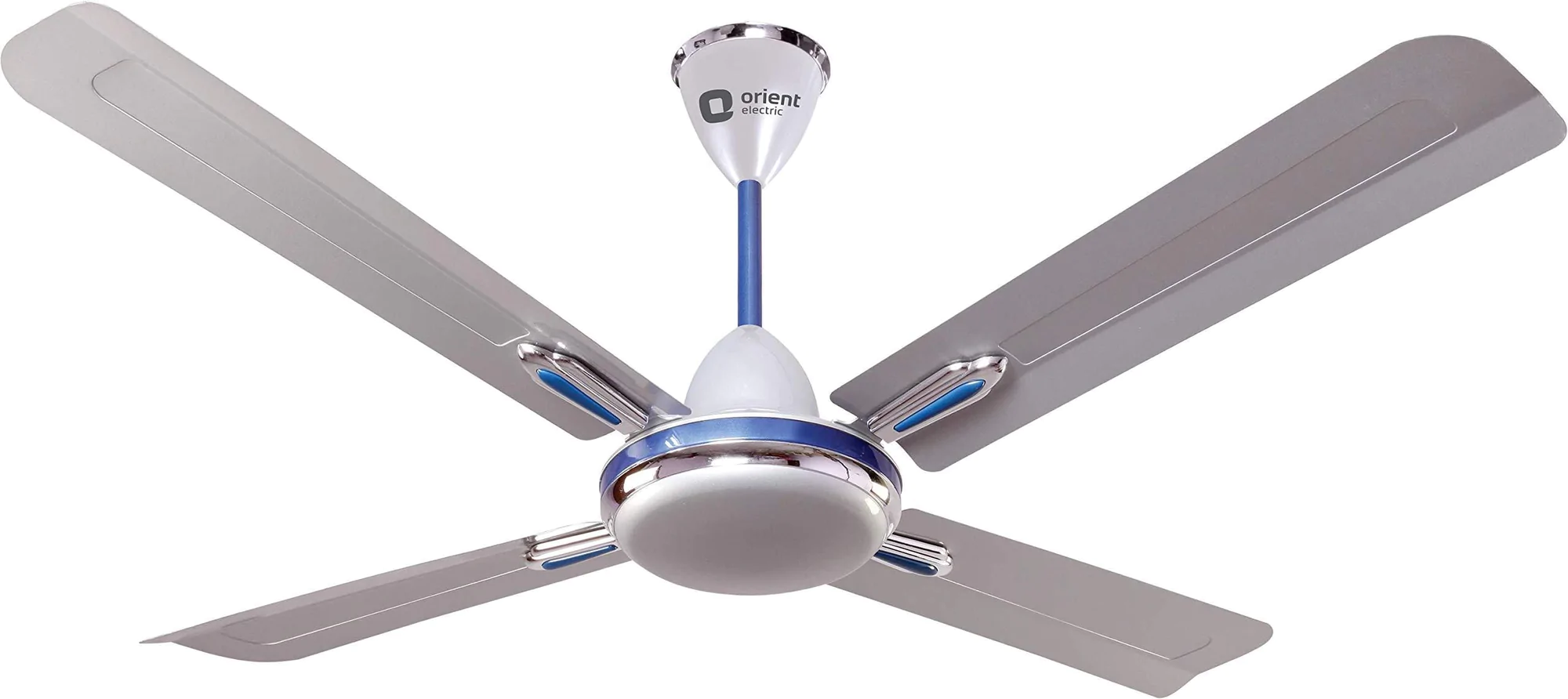 ORIENT ELECTRIC QUADRO ORNAMENTAL 1200MM CEILING FAN (SILVER/BLUE) – Style 2