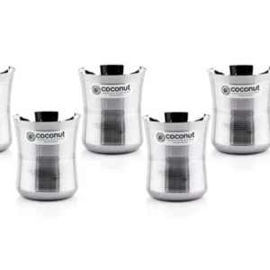 Coconut Stainless Steel Glasses - Capacity 300ml, Heavy Gauge, Durable, Food Grade, BPA Free, Model-A5, Drinking Glass For Serving Water / Juice / Beverages Pack of 6pc