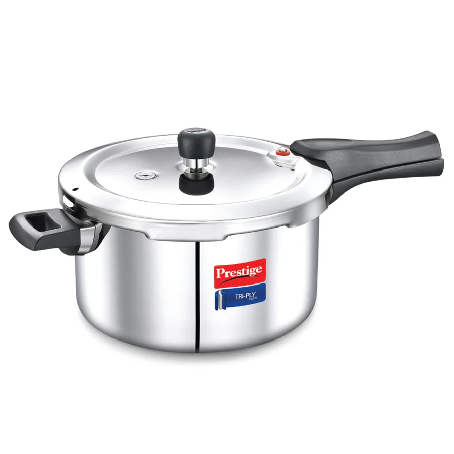 Prestige Svachh Triply Induction Base Outer Lid Pressure Cooker - Deep Lid, Spillage Control, 5-Year Warranty - 5 Litres