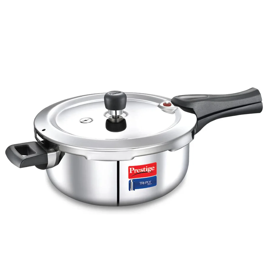 Prestige Svachh Triply Induction Base Outer Lid Pressure Cooker - Deep Lid, Spillage Control, 5-Year Warranty - 3.5 Litres