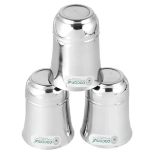 Coconut Stainless Steel Glasses - Capacity 300ml, Heavy Gauge, Durable, Food Grade, BPA Free, Model-B2, Glasses For Serving Water / Juice / Beverages Pack of 3