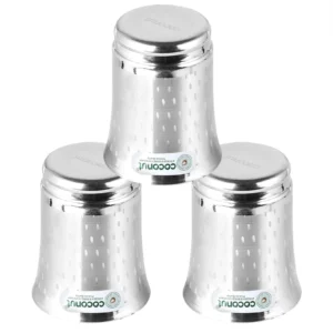 Coconut Stainless Steel Glasses - Capacity 300ml, Shower Finish, Heavy Gauge, Durable, Food Grade, BPA Free, Model - A19, Drinking Glass For Serving Water / Juice / Beverages Pack of 3pc
