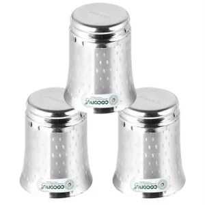 Coconut Stainless Steel Glasses - Capacity 300ml, Shower Finish, Heavy Gauge, Durable, Food Grade, BPA Free, Model-A20, Drinking Glass For Serving Water / Juice / Beverages Pack of 3