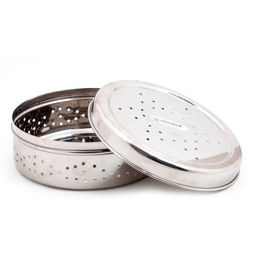 Coconut Stainless Steel Coriander Box- Coriander Dabba / Kothamir box / Dhaniya Dibba for Storing Leafy Vegetable, sprouts, chilies, Vegetable, Model - Coriander Box Size: No.10