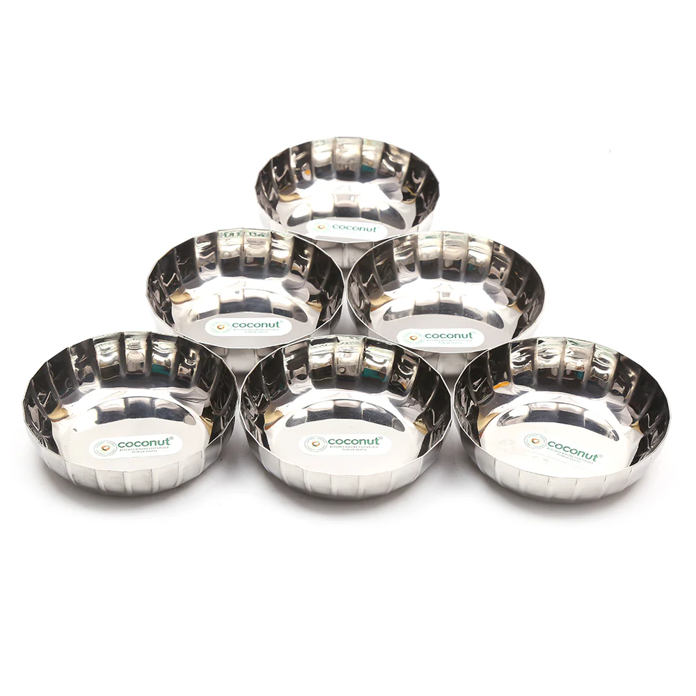 Coconut Stainless Steel - Citrus Halwa Plate | Plate for Serving Halwa, Salad, Namkin, Savory, Snacks, Pudding, Cake | Model- H13 Citrus Halwa Plate no.5.5