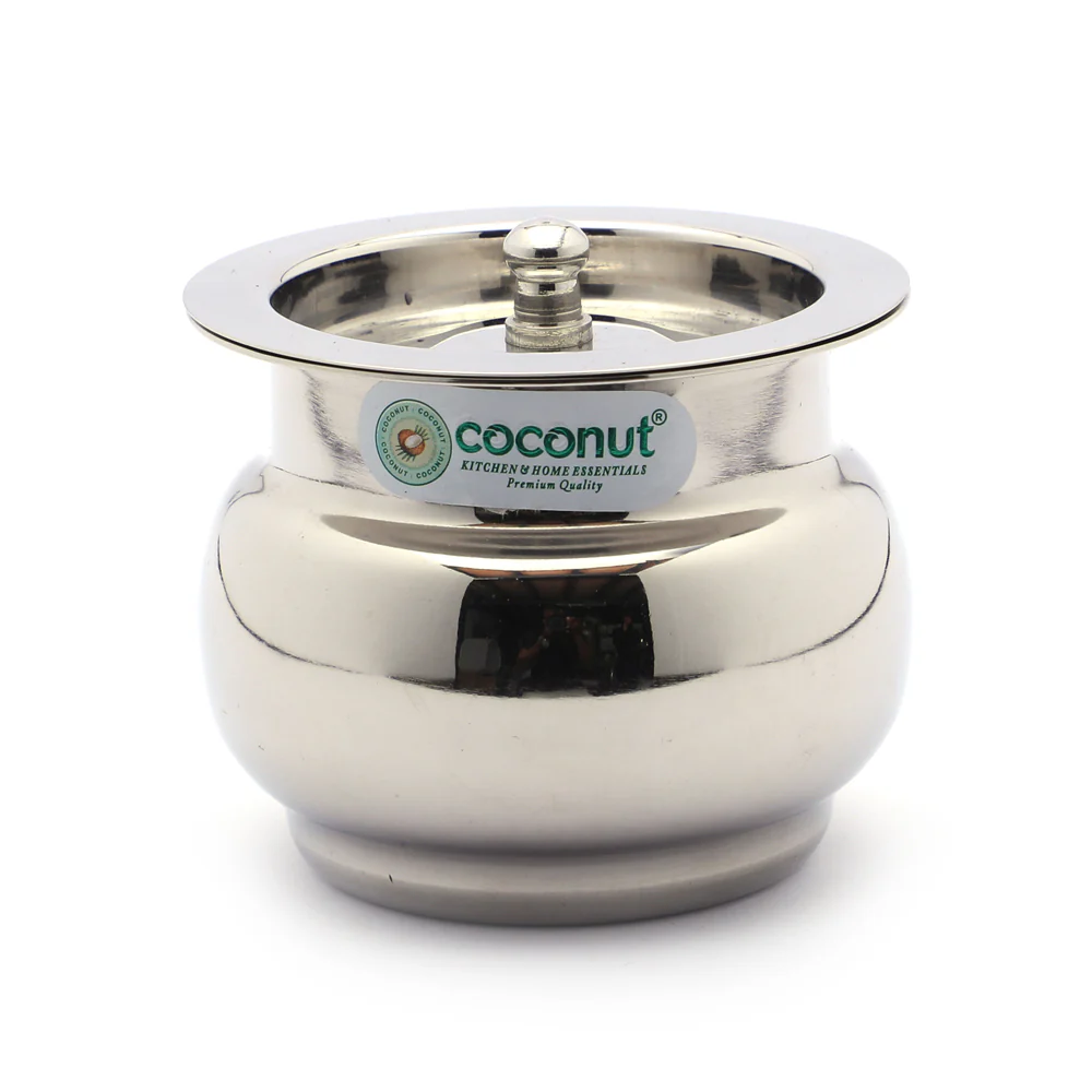 Coconut Stainless Steel Ghee Pot/Oil Pot/Pickle Pot no.1 - 1 Unit Size: NO.1