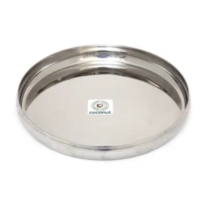 Coconut Stainless Steel Plate - Pack of 6, Heavy Gauge, Mirror Finish, Solid, Dinner Plate / Meal Plate / Serving Plate/ Thali, Model-P1 CB Plate Size12- (25cm wide) - pack of 6