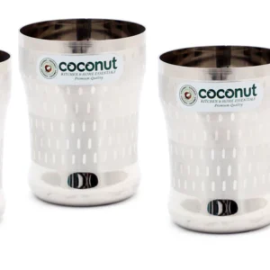 Coconut Stainless Steel Glasses - Capacity 250ml, Shower finish, Heavy gauge, Durable, BPA Free, Food Grade, Model A9 Pack of 3pc