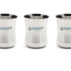 Coconut Stainless Steel Glasses - Capacity 300ml, Heavy Gauge, Durable, Food Grade, BPA Free, Model-A5, Drinking Glass For Serving Water / Juice / Beverages Pack of 3pc