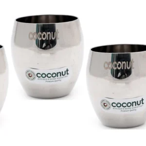 Coconut Stainless Steel Glasses - Capacity 250ml, Heavy Gauge, Durable, Food Grade, BPA Free, Model-B1 Honda, Glasses For Serving Water / Juice / Beverages Pack of 3pc