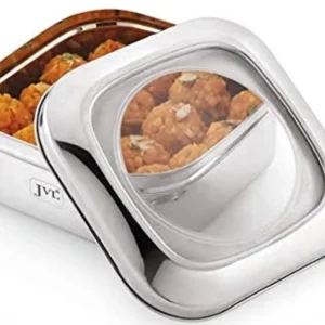 JVL Square Costa Tin | Storage Boxes With Transparent Lid / Steel Lid | For Dry Storage Only See-Tru Lid  size No.0 | 900 ML
